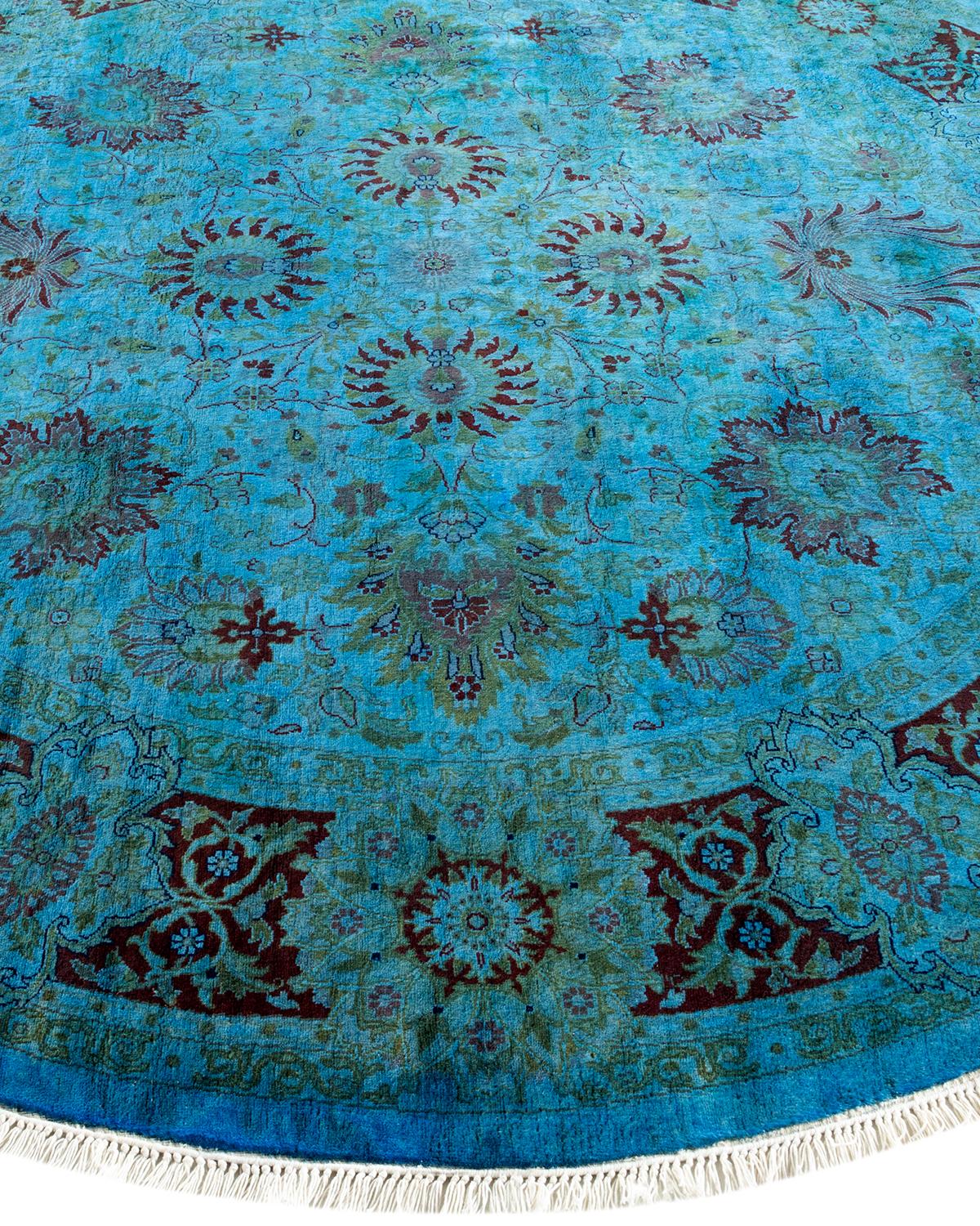 Overdyed Hand Knotted Wool Blue Area Rug In New Condition For Sale In Norwalk, CT