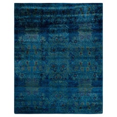 Overdyed Hand Knotted Wool Blue Area Rug