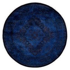 Overdyed Hand Knotted Wool Blue Area Rug