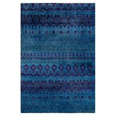 Overdyed Hand Knotted Wool Blue Area Rug