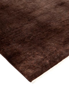 Overdyed Hand Knotted Wool Brown Area Rug