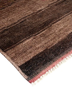 Overdyed Hand Knotted Wool Brown Area Rug