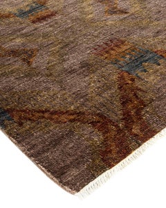Overdyed Hand Knotted Wool Brown Area Rug