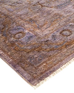 Overdyed Hand Knotted Wool Brown Area Rug