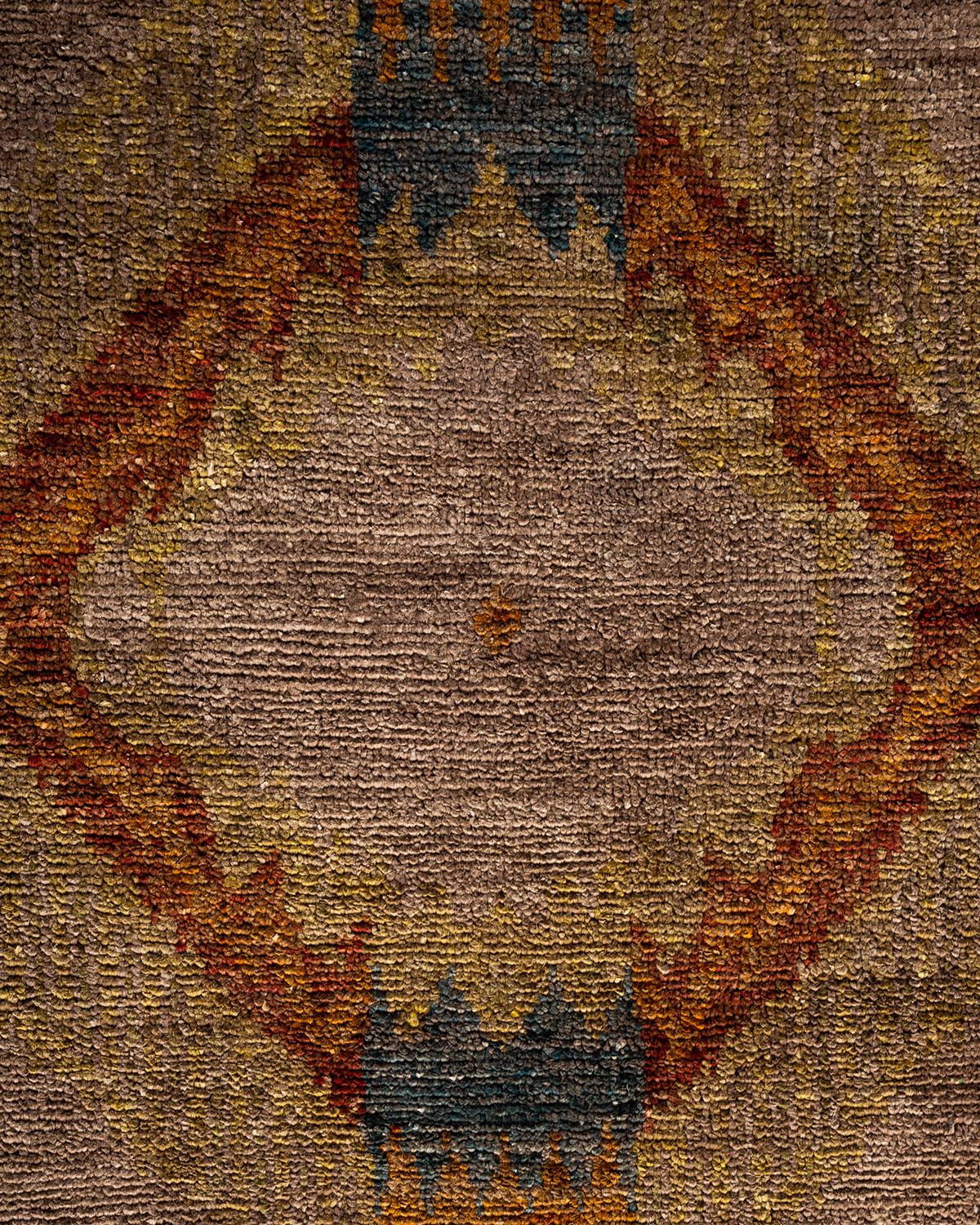 Alfombra de lana anudada a mano Overdyed Marrón Pakistaní en venta