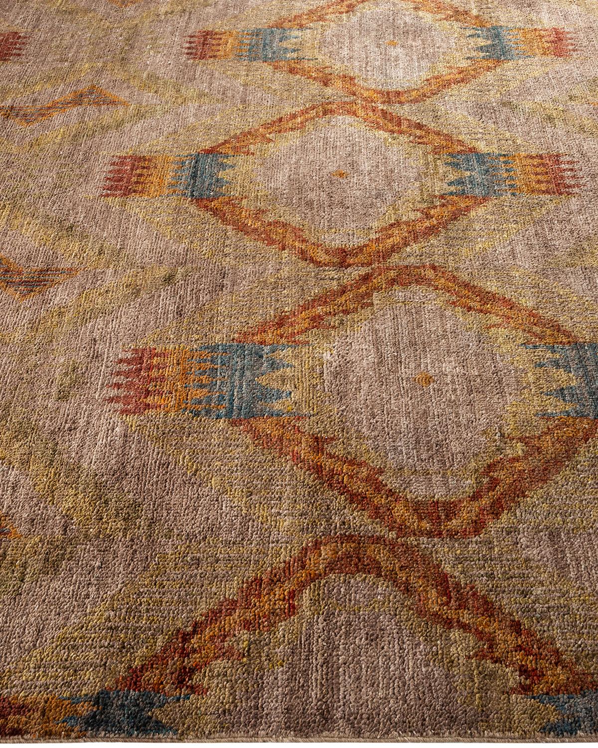 Alfombra de lana anudada a mano Overdyed Marrón en Nuevo estado para la venta en Norwalk, CT