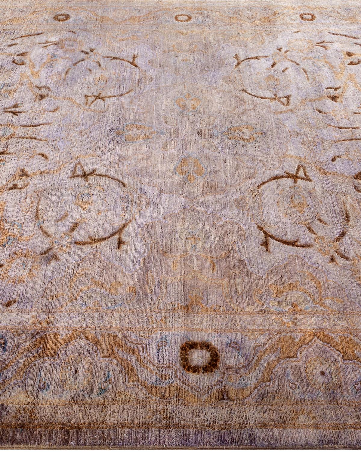 Overdyed Hand Knotted Wool Brown Area Rug In New Condition For Sale In Norwalk, CT