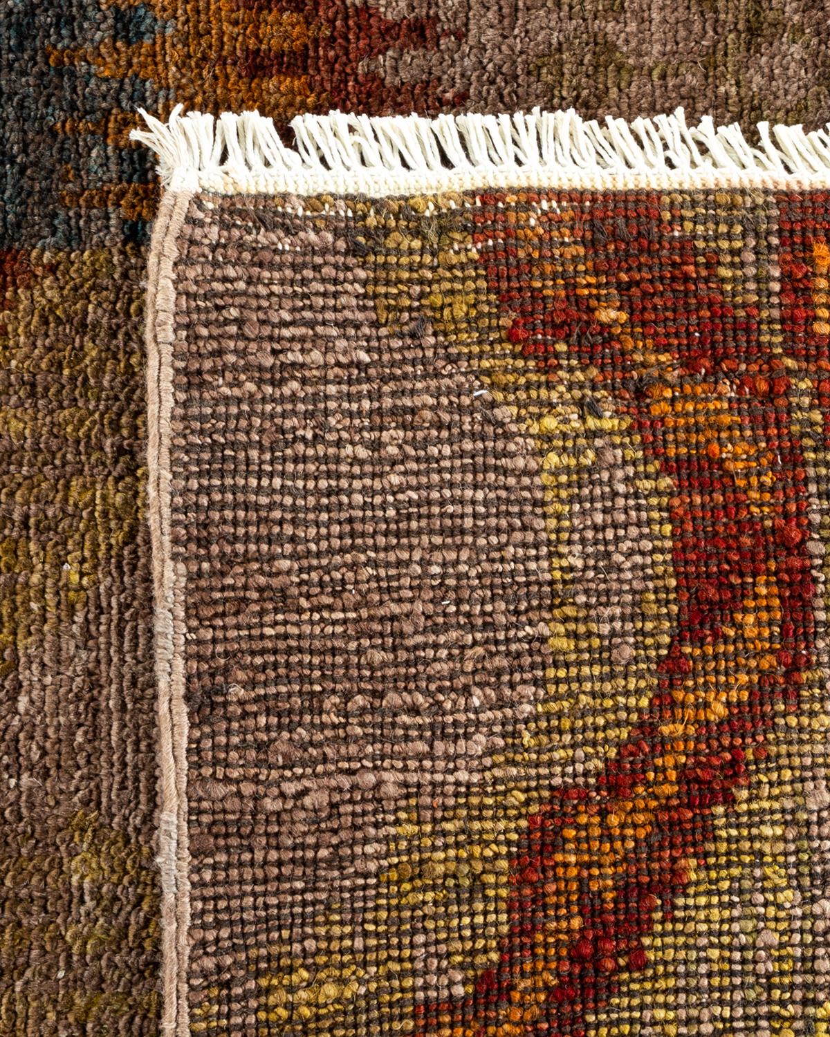 Alfombra de lana anudada a mano Overdyed Marrón Siglo XXI y contemporáneo en venta