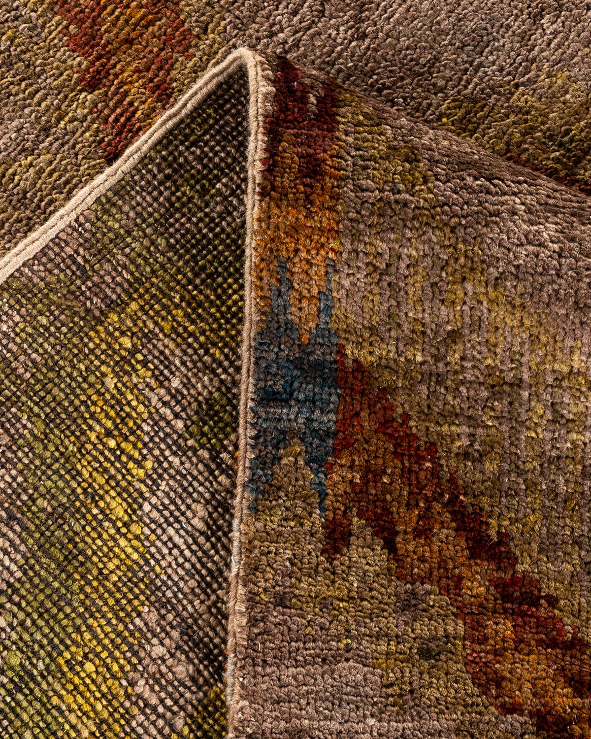 Alfombra de lana anudada a mano Overdyed Marrón Lana en venta