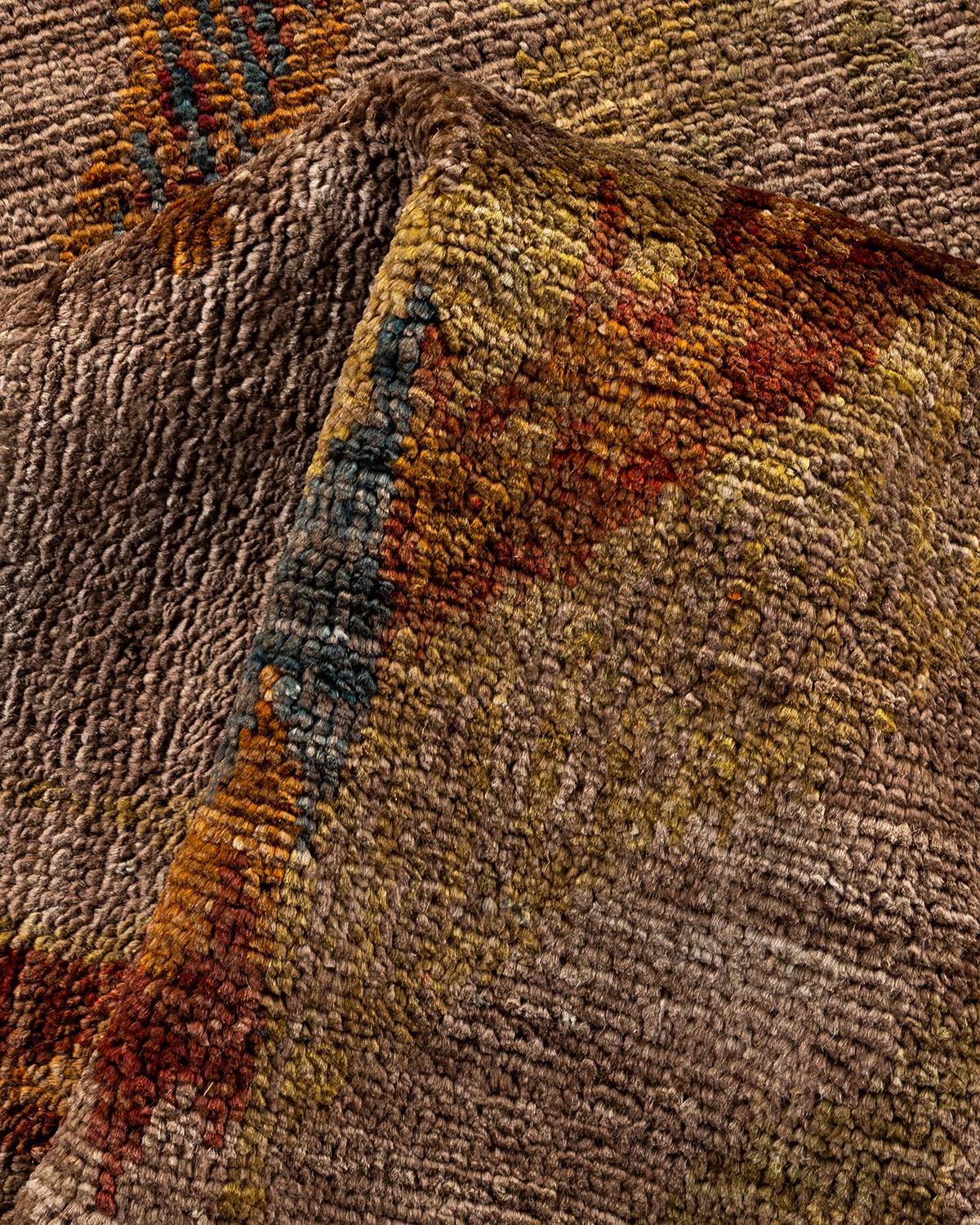 Alfombra de lana anudada a mano Overdyed Marrón en venta 1