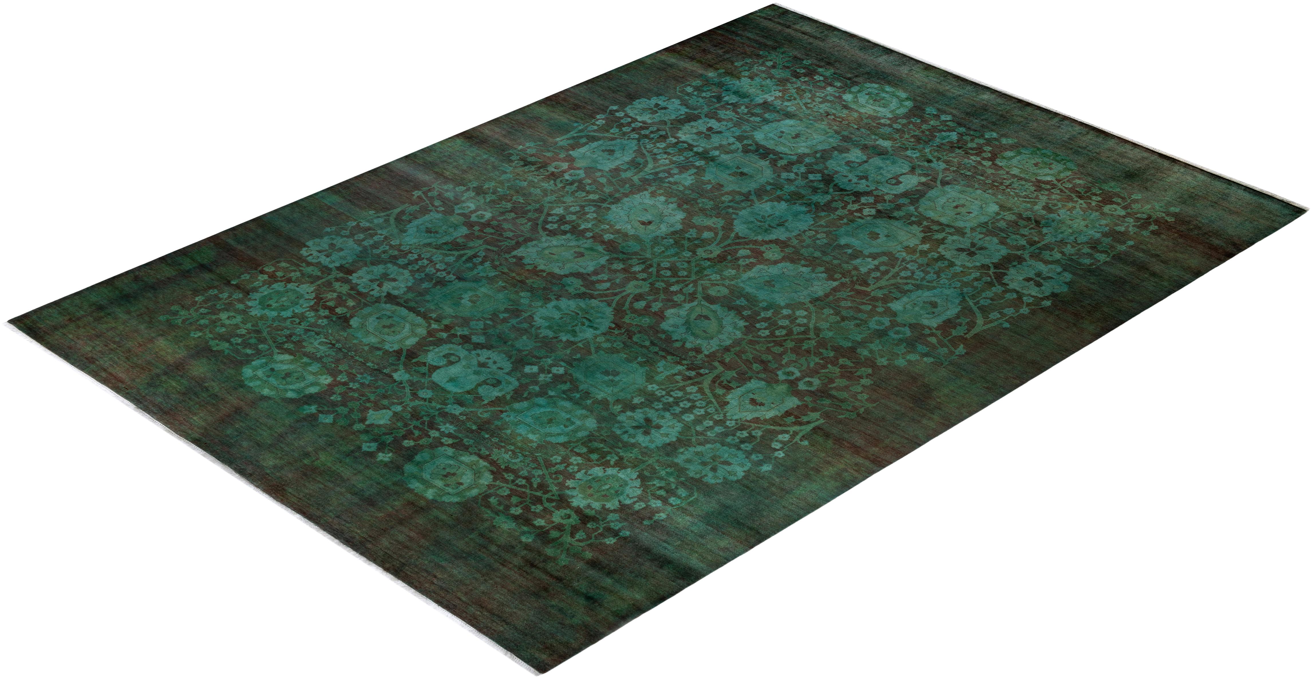 Tapis Overdyed en laine nouée à la main Brown en vente 2