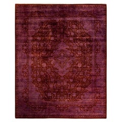 Overdyed Hand Knotted Wool Brown Area Rug