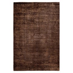 Overdyed Hand Knotted Wool Brown Area Rug