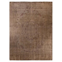 Overdyed Hand Knotted Wool Brown Area Rug