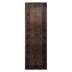 Overdyed Hand Knotted Wool Brown Runner
