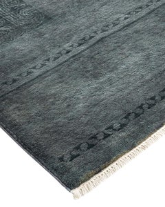 Overdyed Hand Knotted Wool Gray Area Rug