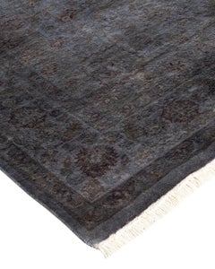 Overdyed Hand Knotted Wool Gray Area Rug