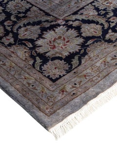 Overdyed Hand Knotted Wool Gray Area Rug