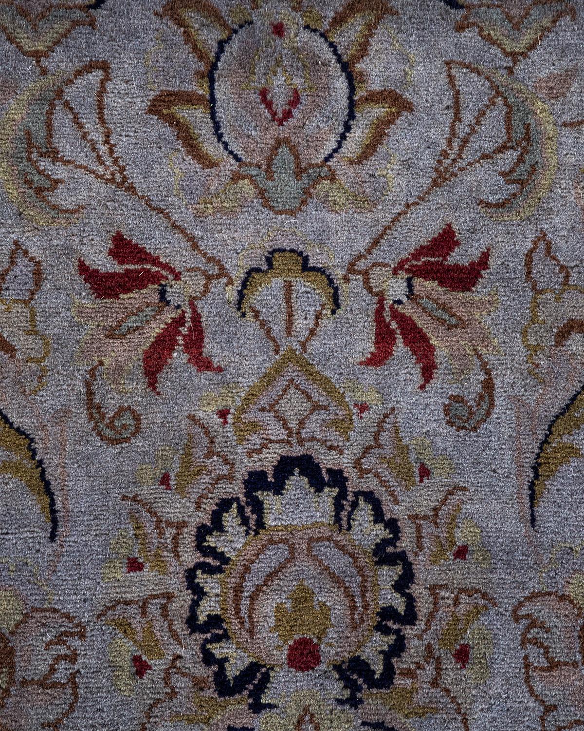 Pakistanais Tapis Overdyed en laine grise nouée à la main en vente