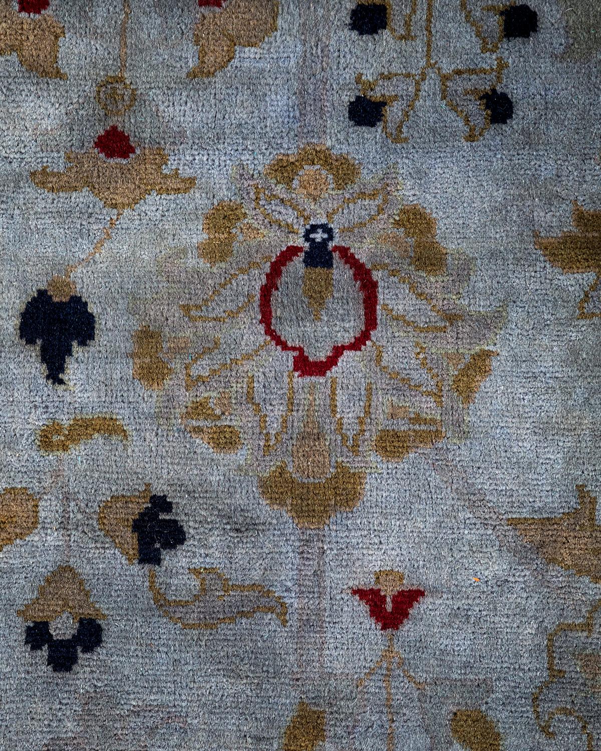 Overdyed Hand Knotted Wool Gray Area Rug (Pakistanisch) im Angebot