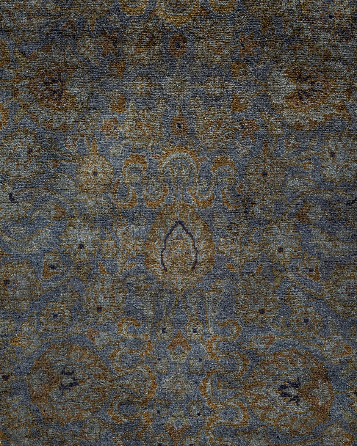 Overdyed Hand Knotted Wool Gray Area Rug (Pakistanisch) im Angebot