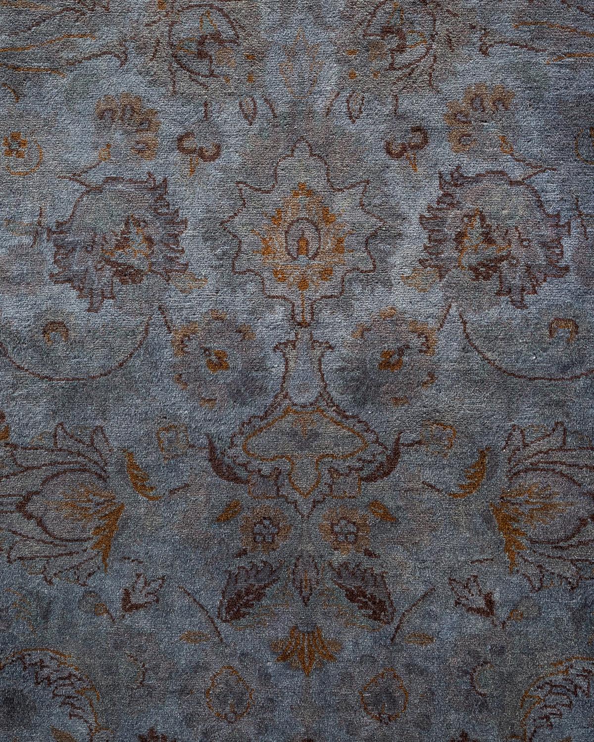 Pakistanais Tapis Overdyed en laine grise nouée à la main en vente