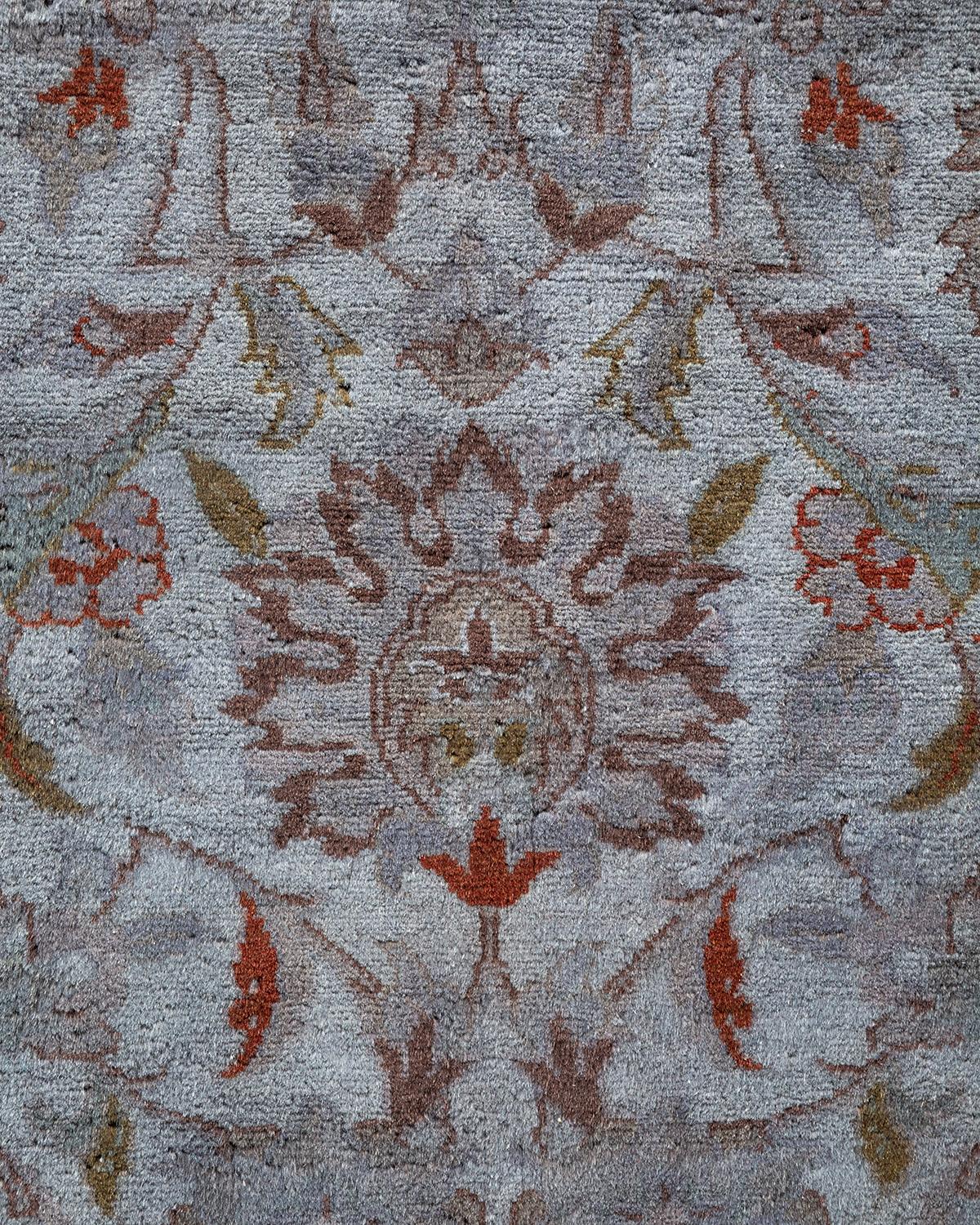 Pakistanais Tapis Overdyed en laine grise nouée à la main en vente