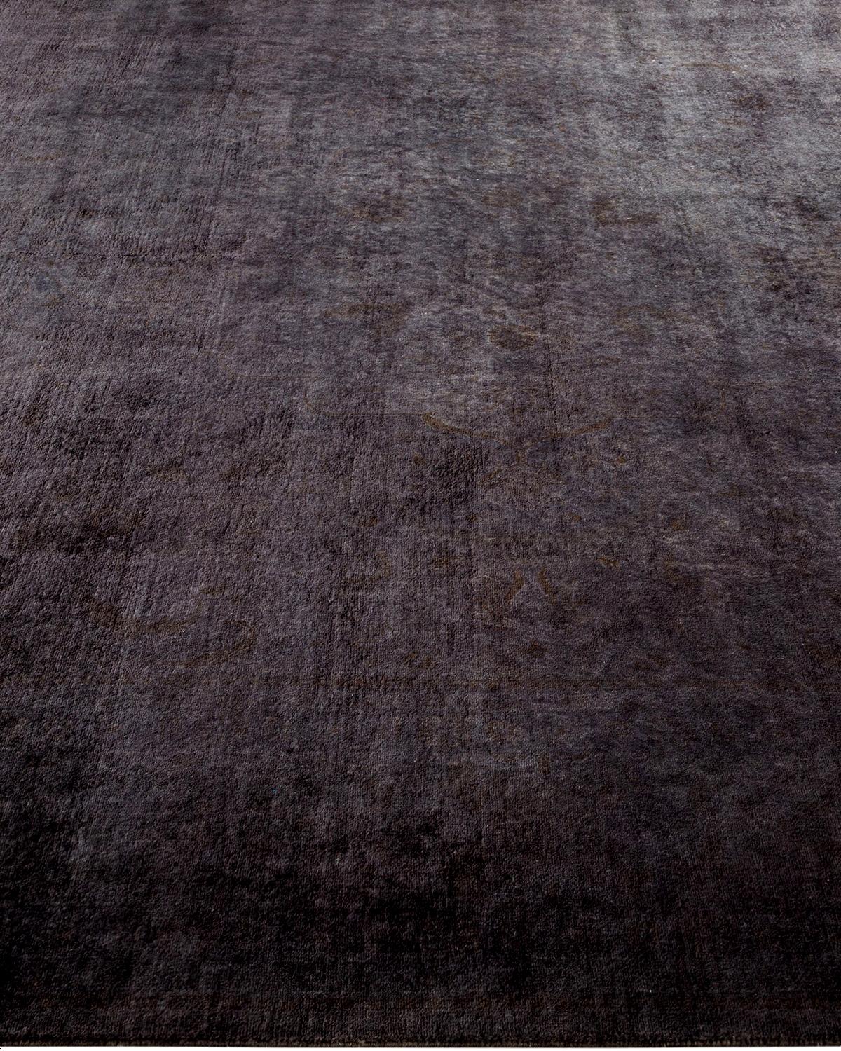 Overdyed Hand Knotted Wool Gray Area Rug im Zustand „Neu“ im Angebot in Norwalk, CT