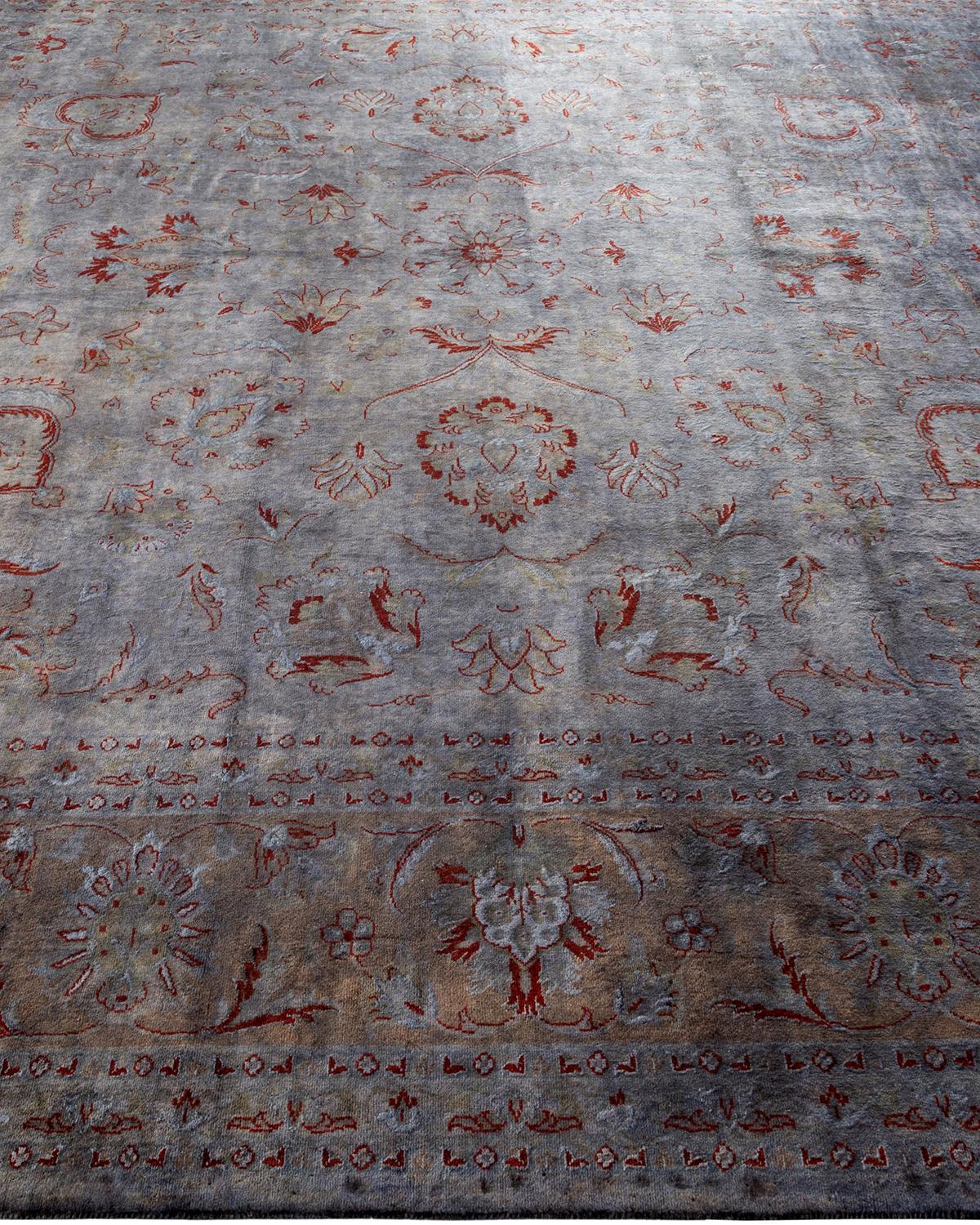 Overdyed Hand Knotted Wool Gray Area Rug In New Condition In Norwalk, CT
