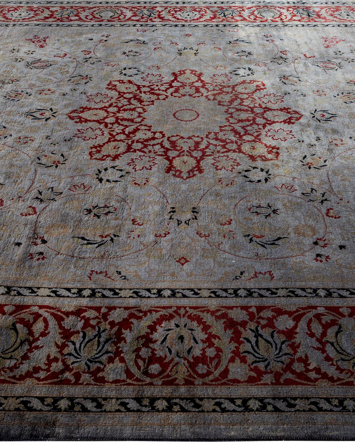 Overdyed Hand Knotted Wool Gray Area Rug In New Condition In Norwalk, CT