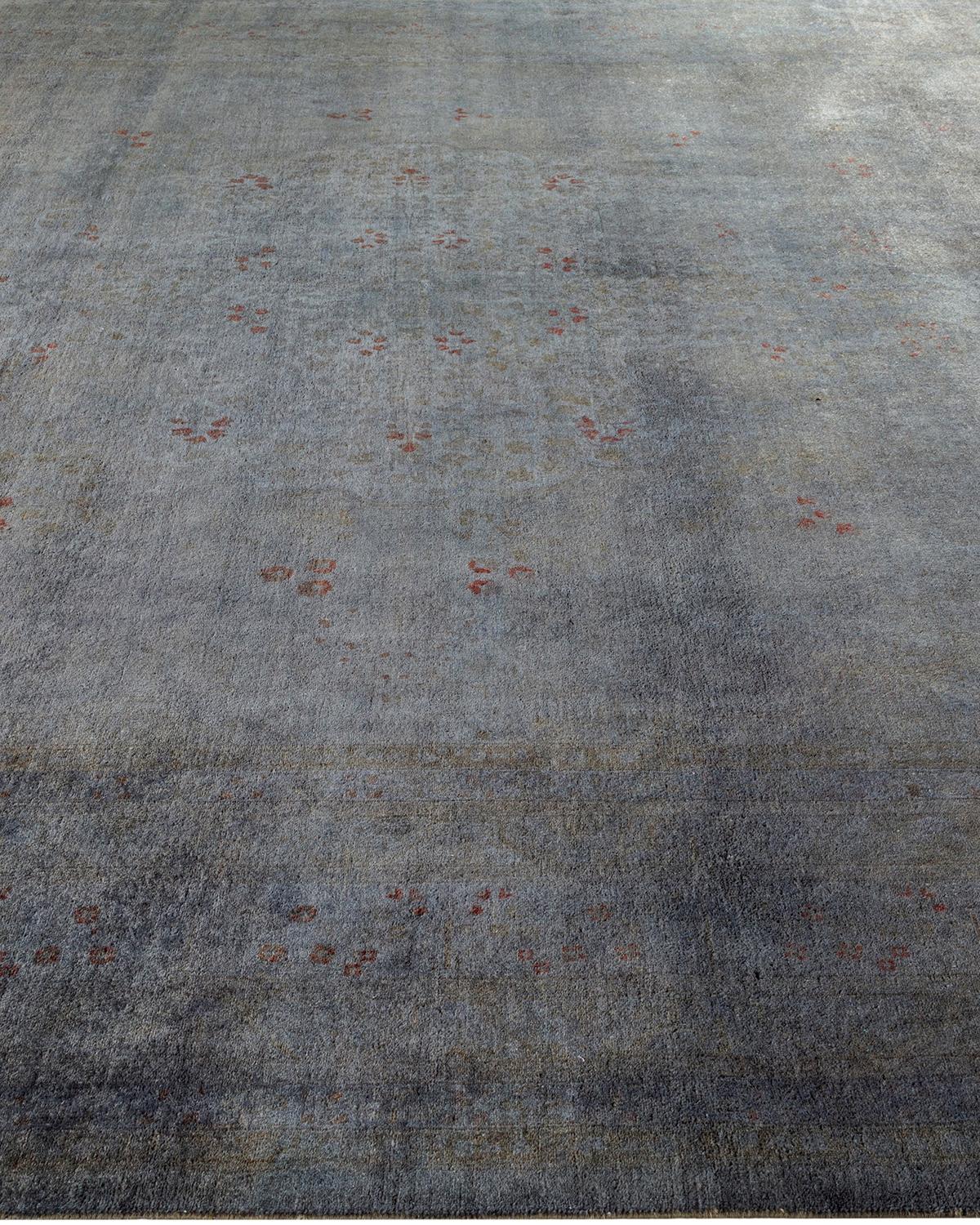 Overdyed Hand Knotted Wool Gray Area Rug In New Condition For Sale In Norwalk, CT