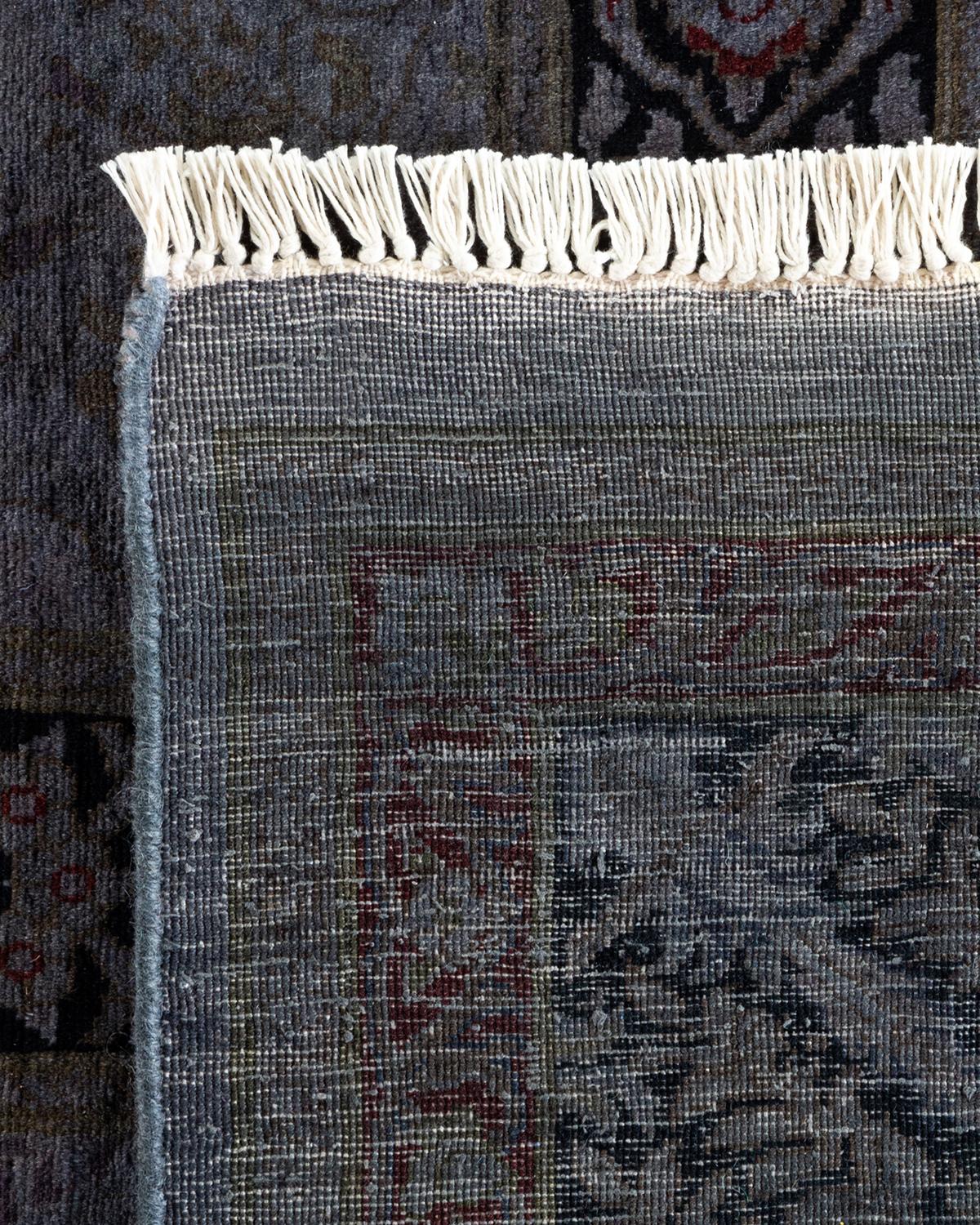 XXIe siècle et contemporain Tapis Overdyed en laine grise nouée à la main en vente
