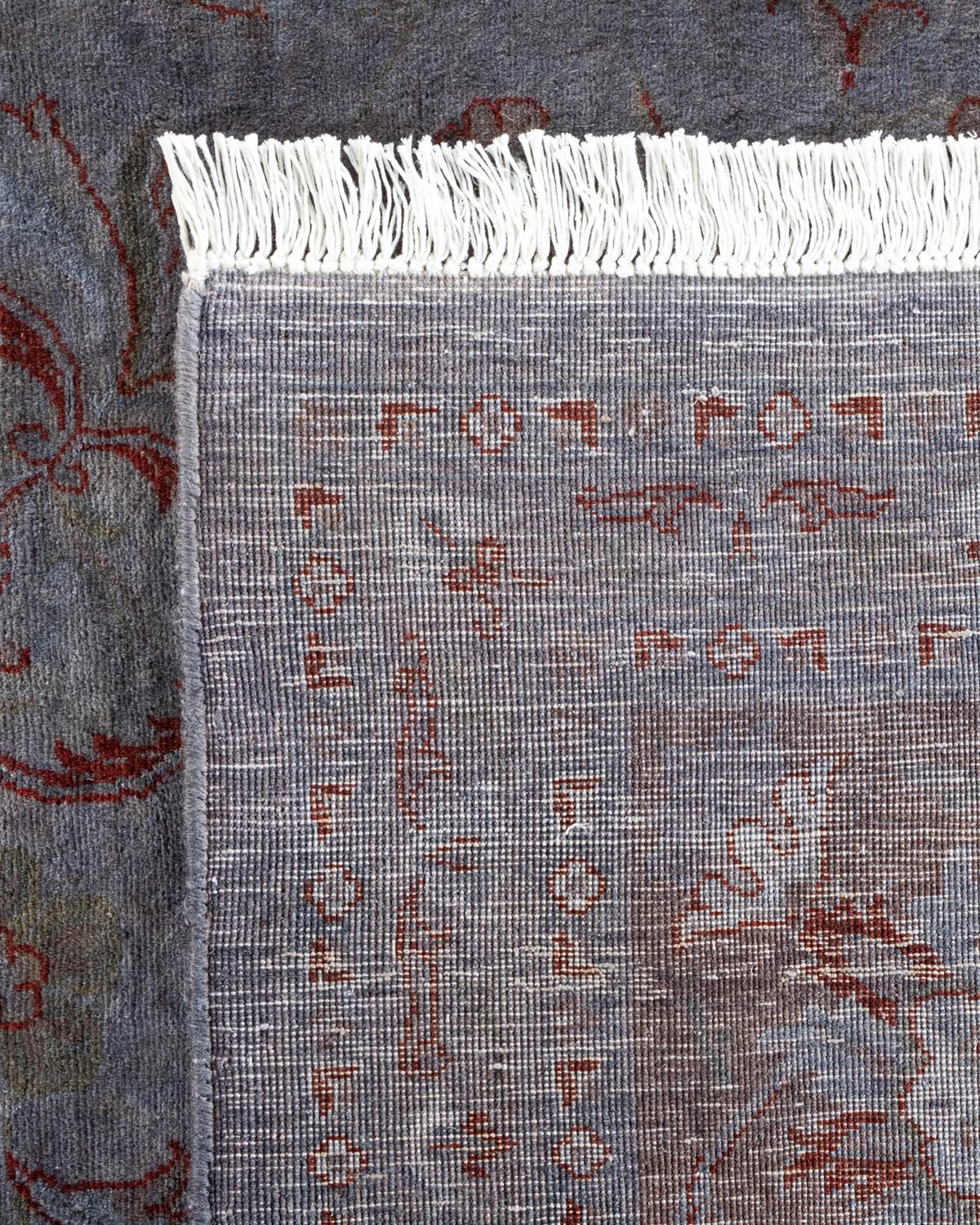 Contemporary Overdyed Hand Knotted Wool Gray Area Rug