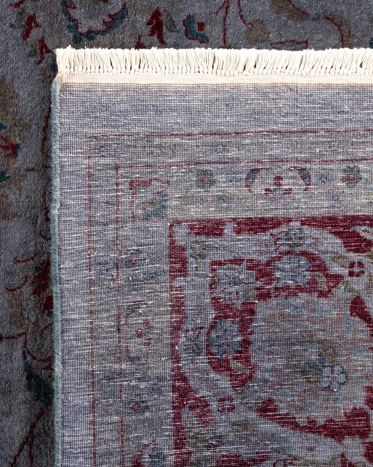 XXIe siècle et contemporain Tapis Overdyed en laine grise nouée à la main en vente