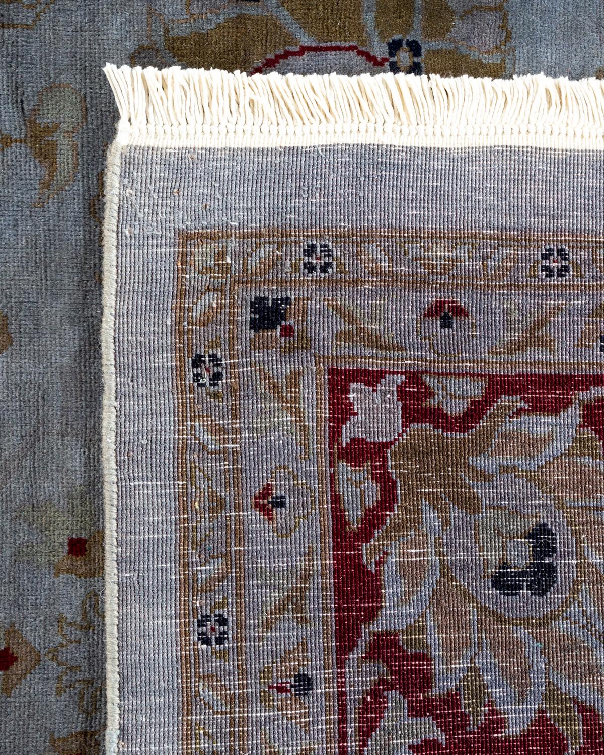 Overdyed Hand Knotted Wool Gray Area Rug (21. Jahrhundert und zeitgenössisch) im Angebot