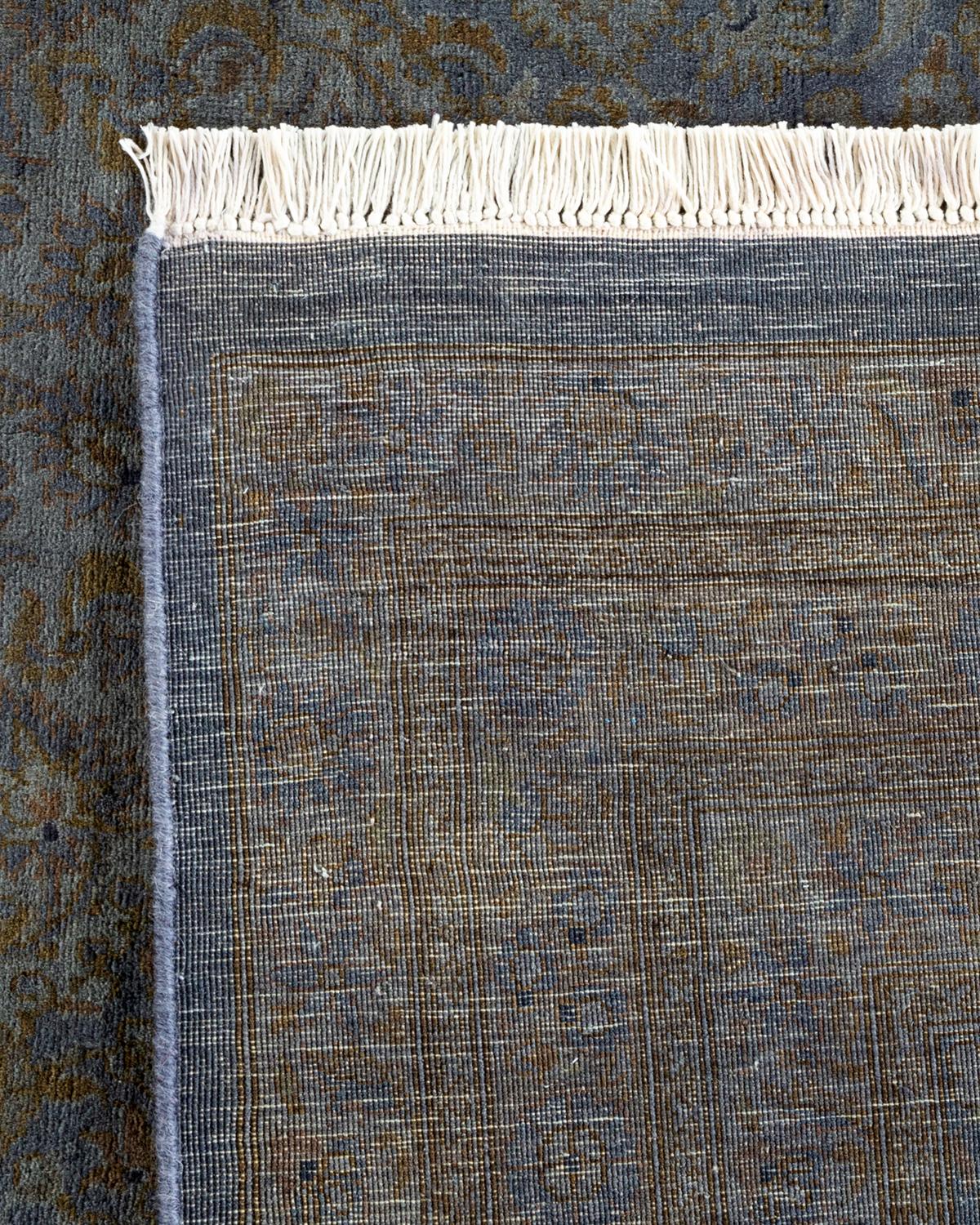 Overdyed Hand Knotted Wool Gray Area Rug (21. Jahrhundert und zeitgenössisch) im Angebot