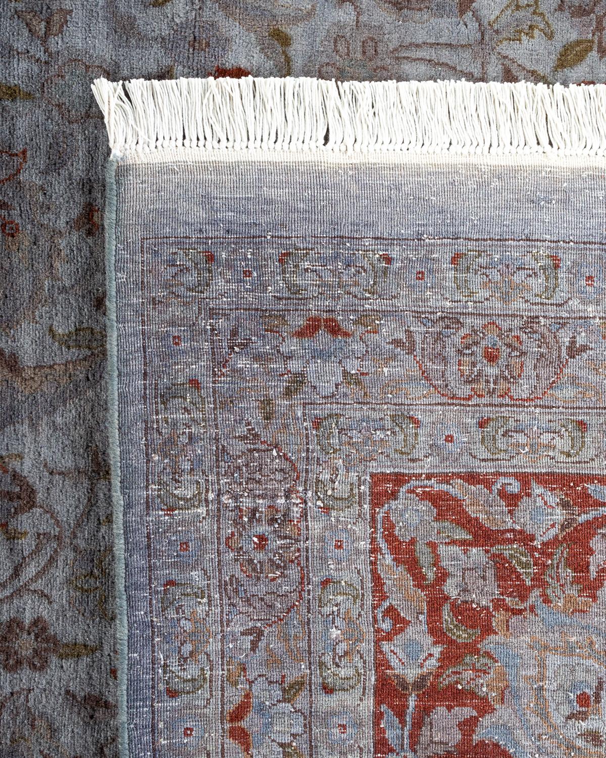 XXIe siècle et contemporain Tapis Overdyed en laine grise nouée à la main en vente