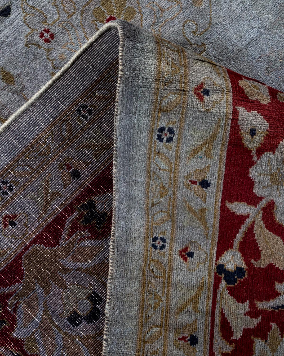 Overdyed Hand Knotted Wool Gray Area Rug (Wolle) im Angebot