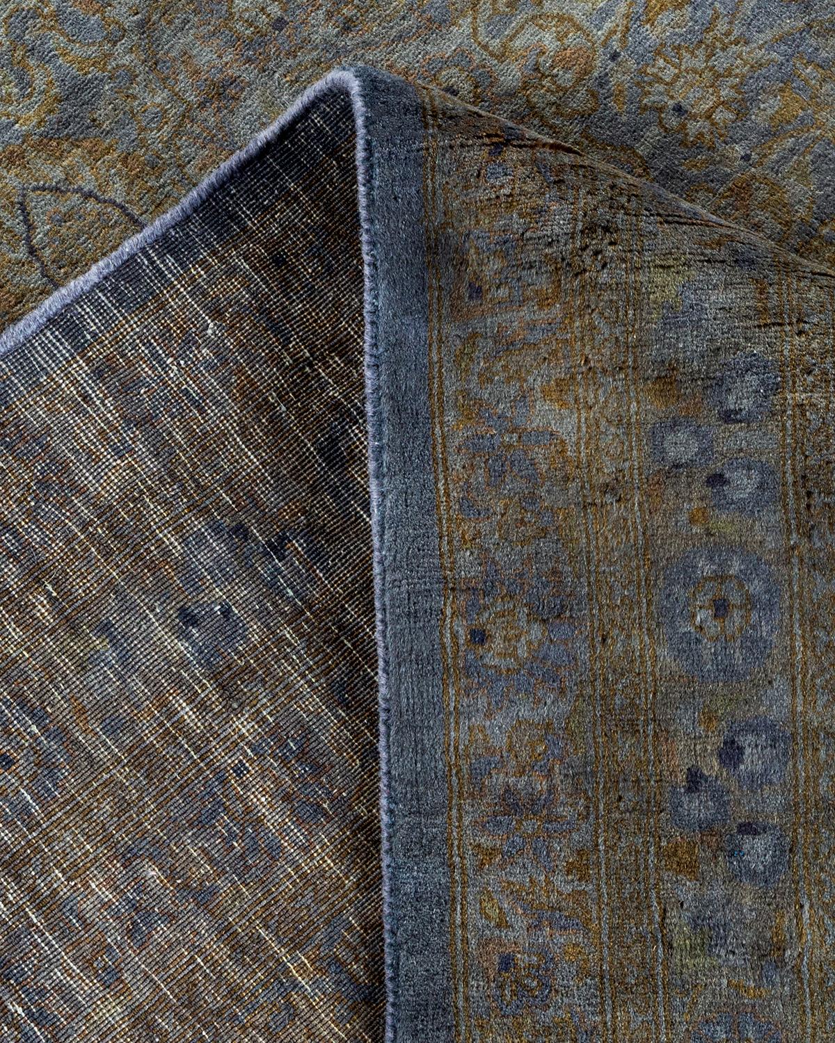 Overdyed Hand Knotted Wool Gray Area Rug (Wolle) im Angebot