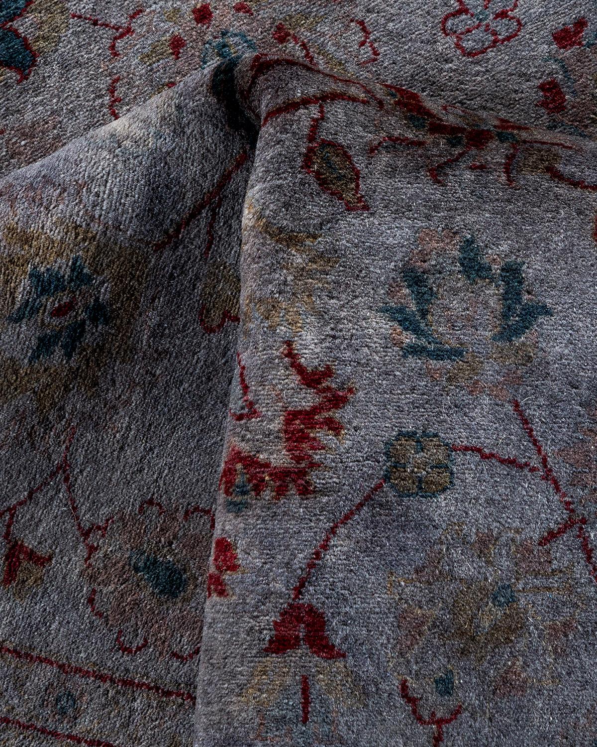 Tapis Overdyed en laine grise nouée à la main en vente 1