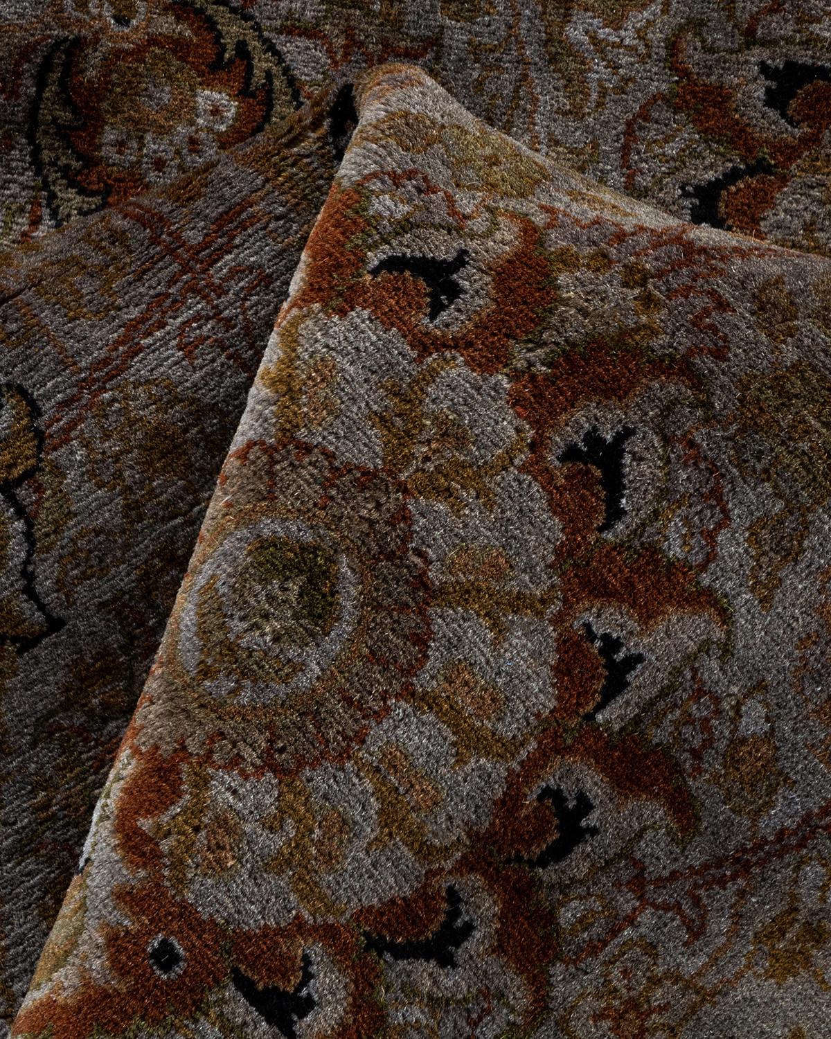 Tapis Overdyed en laine grise nouée à la main en vente 1