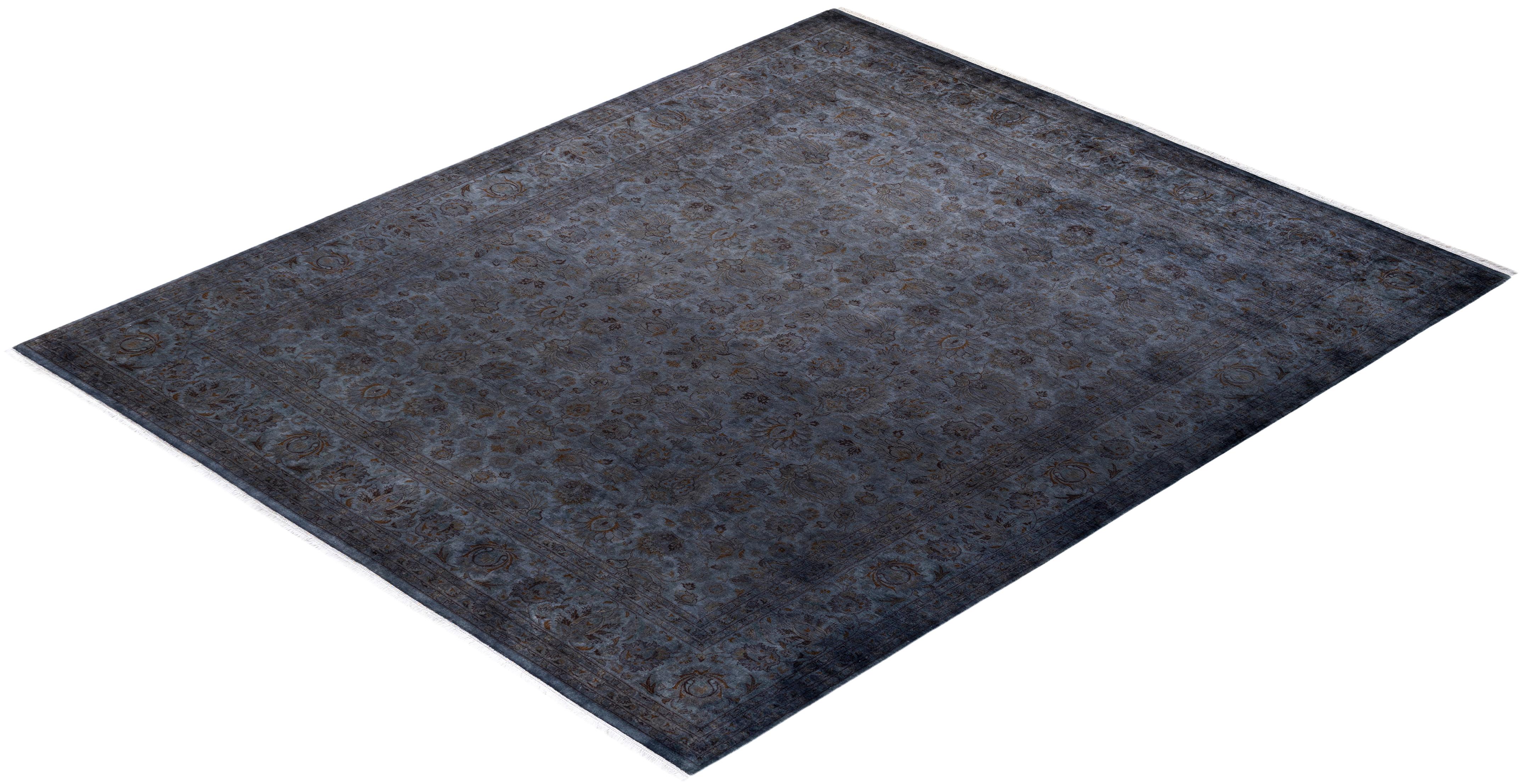Tapis Overdyed en laine grise nouée à la main en vente 2