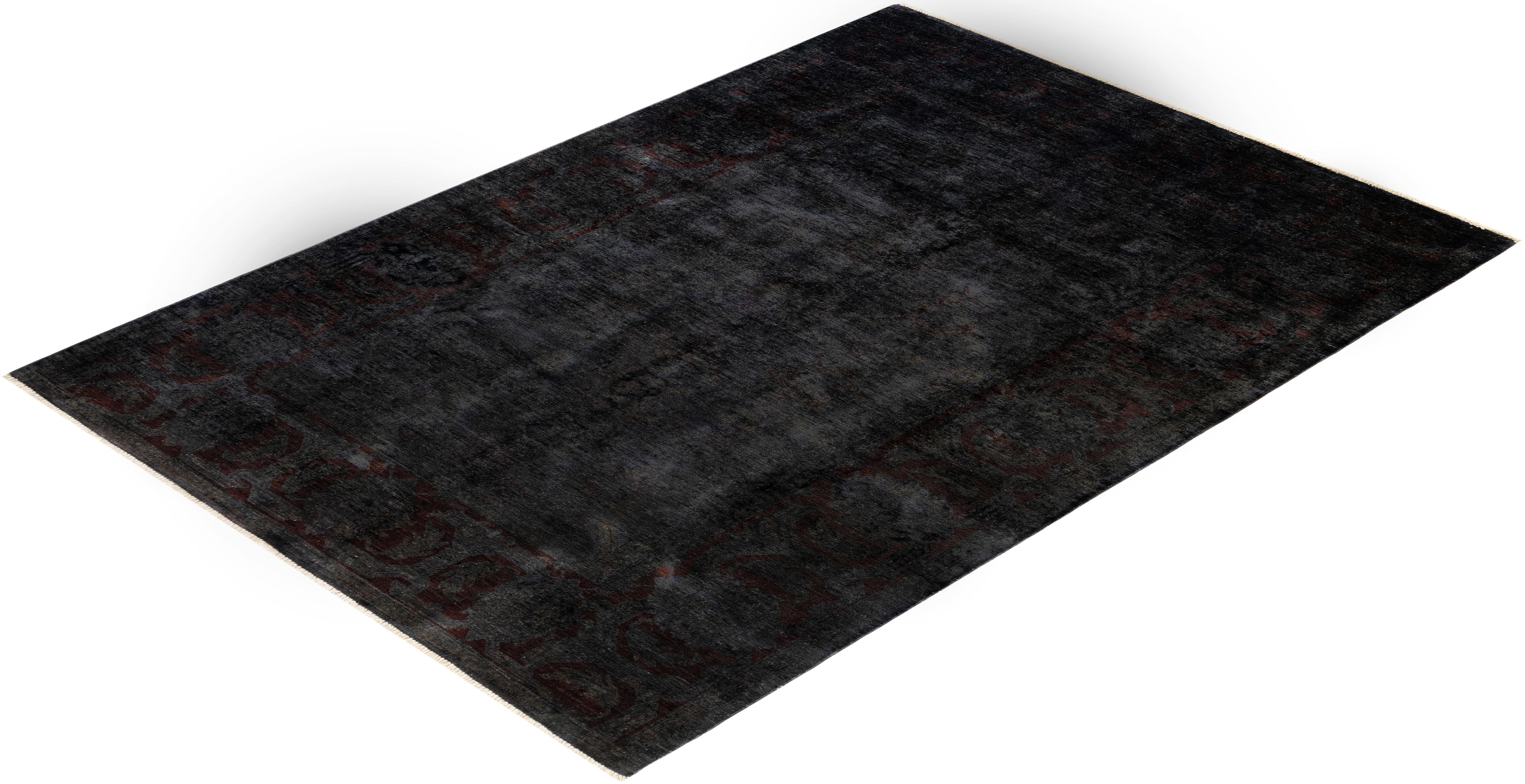 Tapis Overdyed en laine grise nouée à la main en vente 2