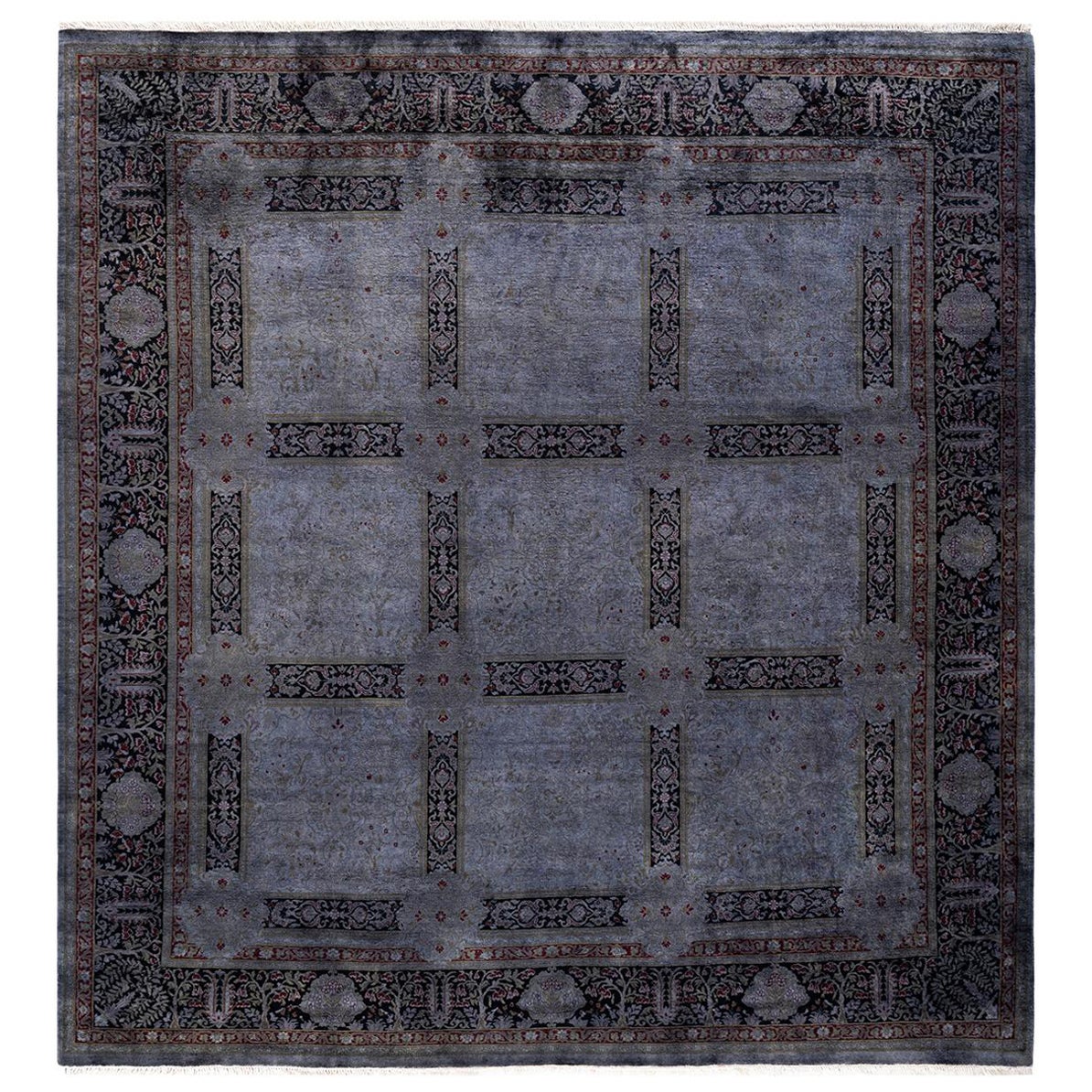 Tapis Overdyed en laine grise nouée à la main