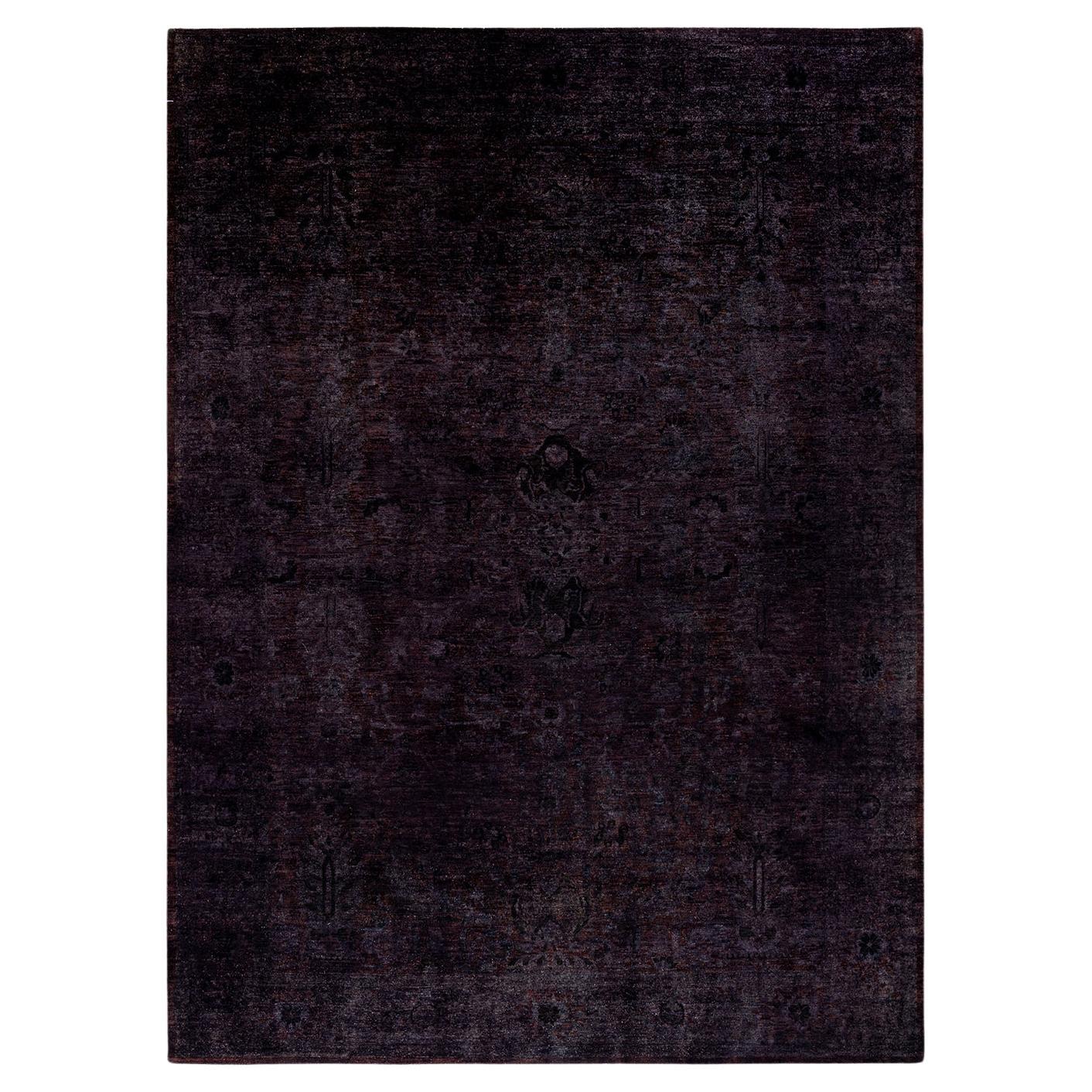 Overdyed Hand Knotted Wool Gray Area Rug