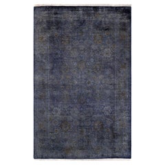 Overdyed Hand Knotted Wool Gray Area Rug