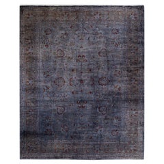 Overdyed Hand Knotted Wool Gray Area Rug