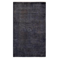 Overdyed Hand Knotted Wool Gray Area Rug