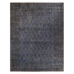 Tappeto Overdyed in lana grigio annodato a mano