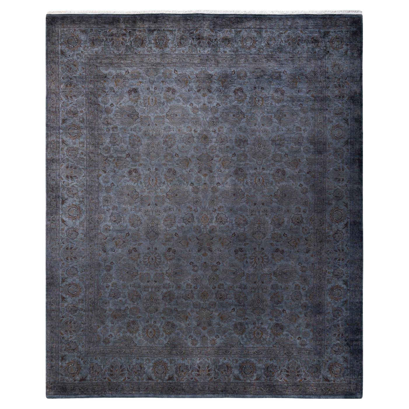 Overdyed Hand Knotted Wool Gray Area Rug
